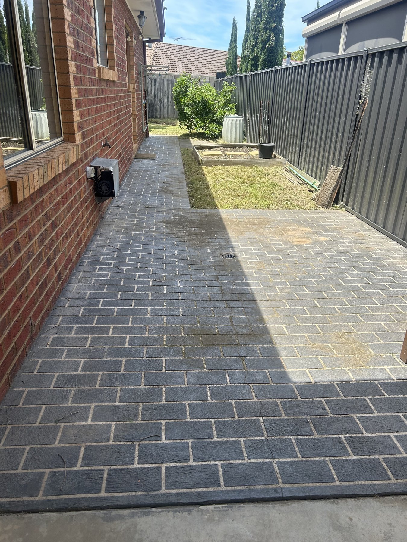 Brick paving and side path