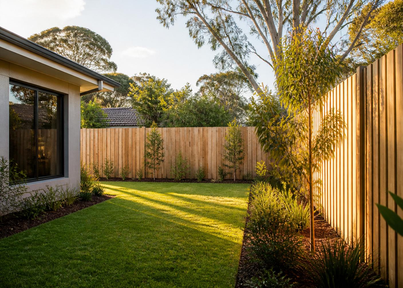 Well-maintained fence and garden at a rental property